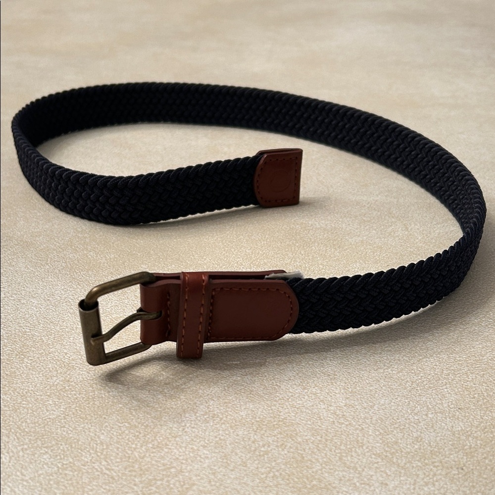 Boy’s Navy Blue Woven Belt with Brown Accents - 30 inches end to end